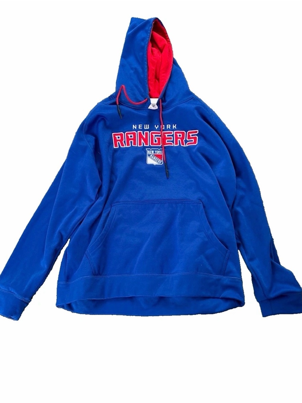 NHL Mens Classic New York Rangers Hoodie Sweatshirt Blue Red Size XL
